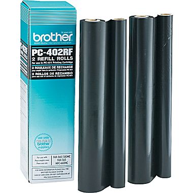 Recharges de films de télécopie noirs Brother PC 402 RF compatibles, lot de 2